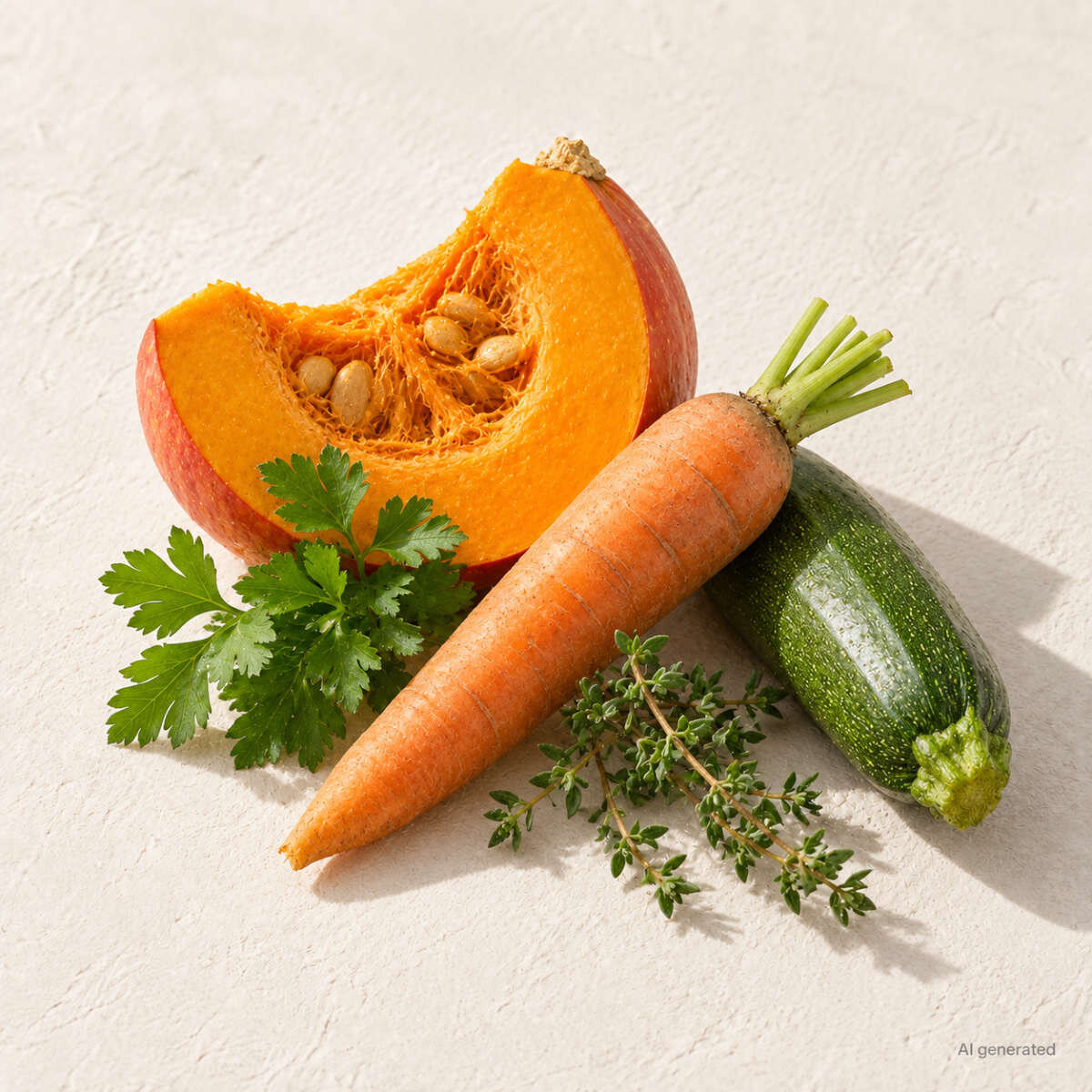 Zucchini, Karotte und Kürbis