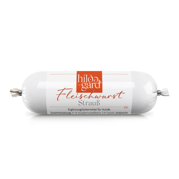 Fleischwurst für Hunde Strauß – 97 % Muskelfleisch