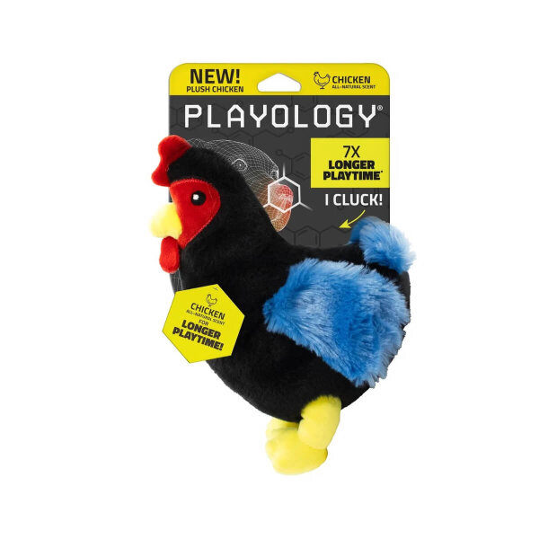Plüschspielzeug für Hunde Huhn mit Hühnerduft von Playology Medium