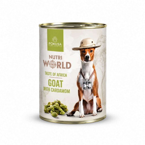 Monoprotein Nassfutter Ziege für Hunde mit Linsen & Kardamom von Nutri World 400 g