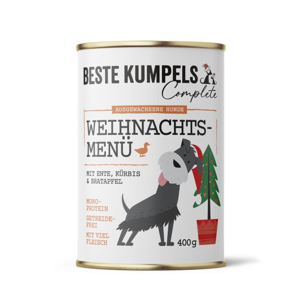 Weihnachtsmen&uuml; f&uuml;r Hunde Ente mit K&uuml;rbis &amp; Bratapfel 400 g